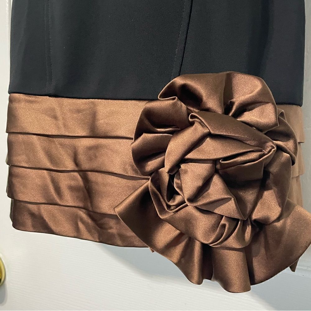 Basix II Mini Pleated Floral Cocktail Dress Size 0 Black And  Brown‎ - Picture 7 of 8